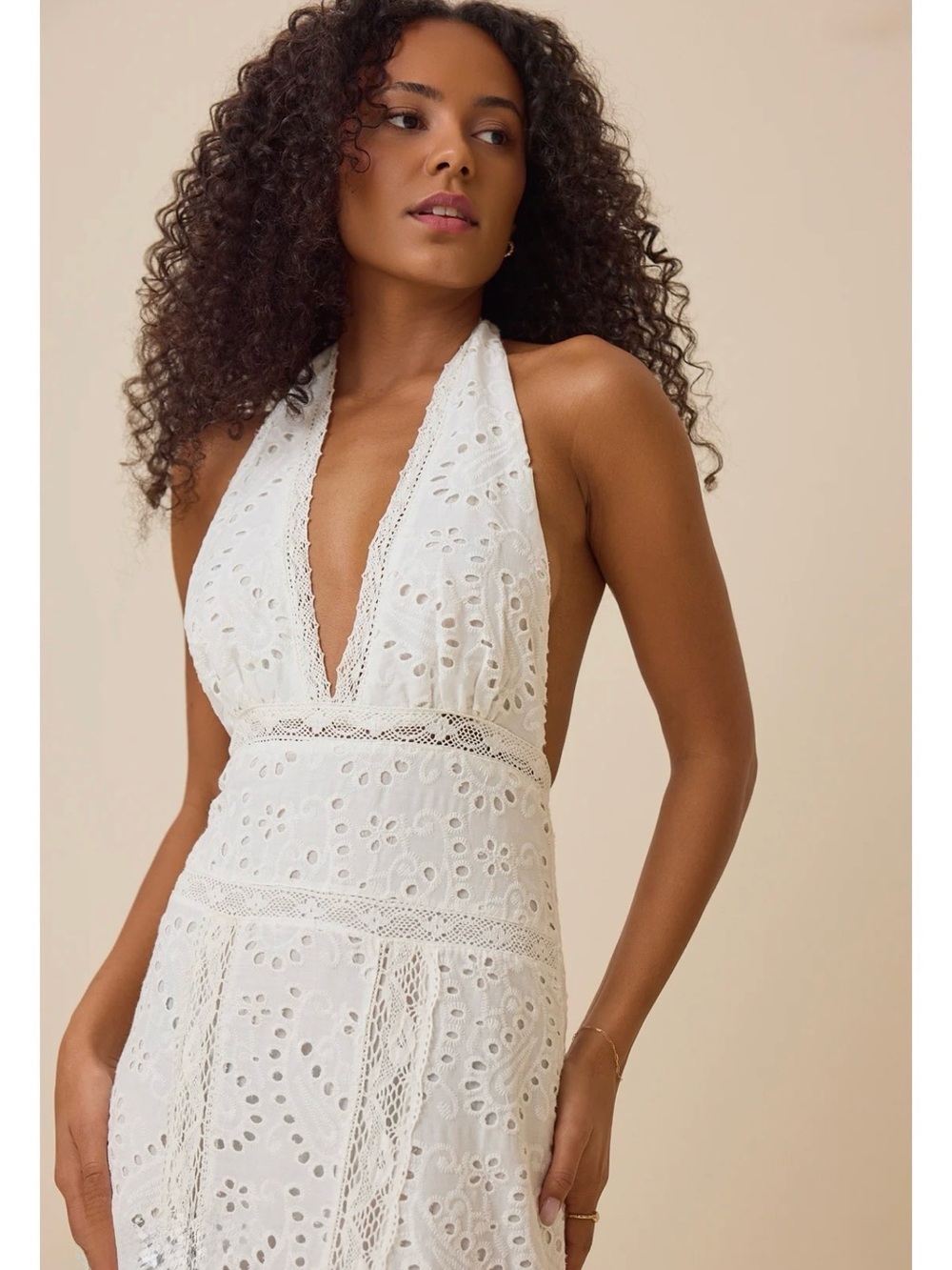 Altar'd State White Halter Eyelet Maxi Dress - Picture 2 of 7